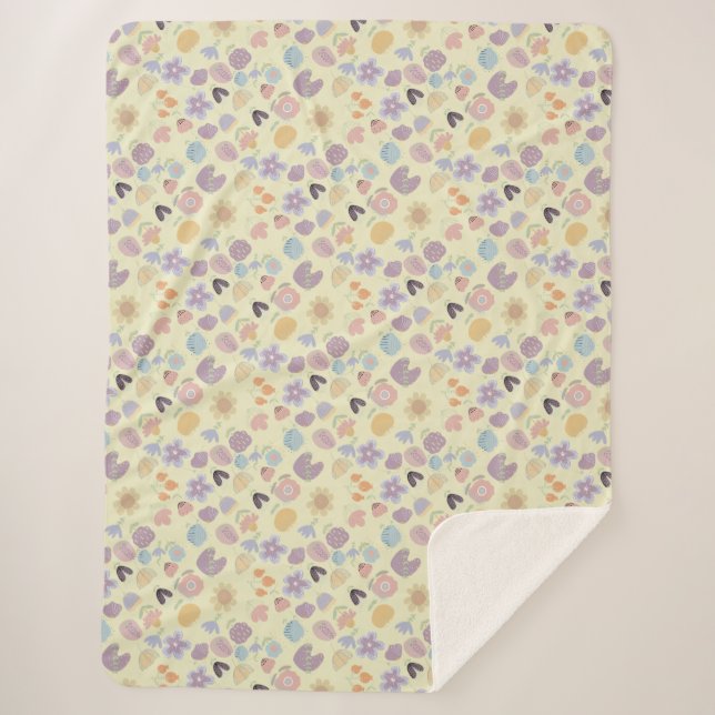Cobertor Sherpa Padrão Boho 02.w LYellow BG (Frente)