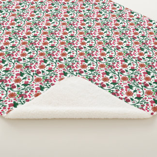 Cobertor Sherpa Padrão Botânico de Flor de Cerejeira | Floral Verm