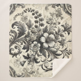 Cobertor Sherpa Padrão Botânico Invisível da Vintage