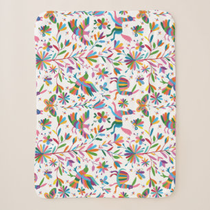 Cobertor Sherpa Padrão Brilhante do estilo Otomi mexicano