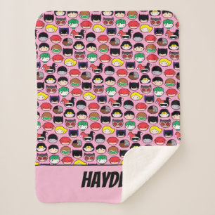 Cobertor Sherpa Padrão Chefe da Liga da Justiça Chibi