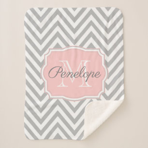 Cobertor Sherpa Padrão Chevron da cinza
