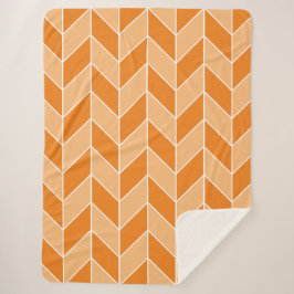 Cobertor Sherpa Padrão Chevron Xadrez em Laranja Moderno e Pêssego