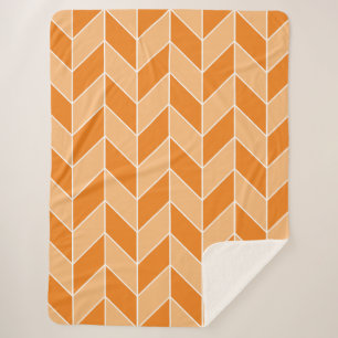 Cobertor Sherpa Padrão Chevron Xadrez em Laranja Moderno e Pêssego