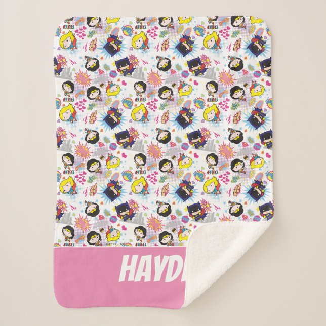 Cobertor Sherpa Padrão Chibi Super Heroine (Frente)