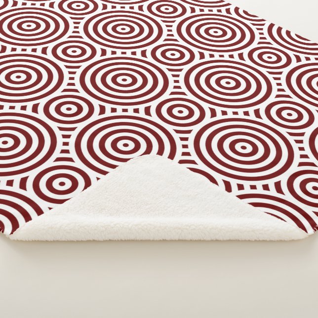 Cobertor Sherpa Padrão circular aninhado vermelho e branco (3/4)