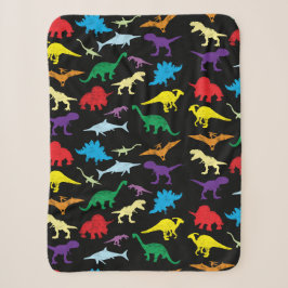 Cobertor Sherpa Padrão Colorida Dinossauros Aquarela Crianças