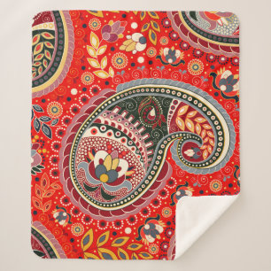 Cobertor Sherpa Padrão Colorida Paisley Indian Seamless