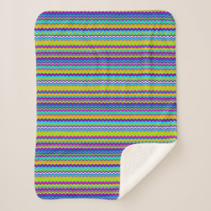 Cobertor Sherpa Padrão Colorido de Linha de Onda Multicolorida