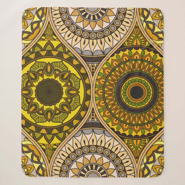 Cobertor Sherpa Padrão com mandalas. Elementos decorativos venosos (Frente)