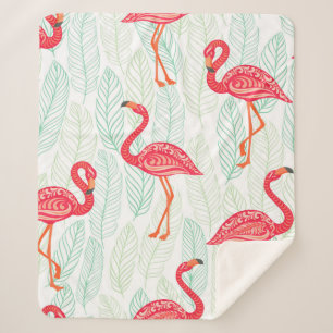 Cobertor Sherpa Padrão com ornamentos flamingos cor-de-rosa em um