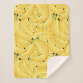 Cobertor Sherpa Padrão contínuo de aquarela de cacho de banana tro
