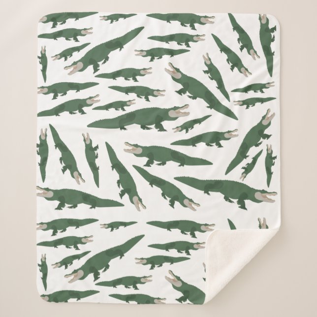 Cobertor Sherpa Padrão Crocodilo de Alligador Cuto (Frente)