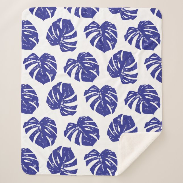 Cobertor Sherpa Padrão das folhas das palmeiras tropicais (Frente)