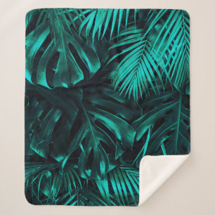 Cobertor Sherpa Padrão das folhas tropicais