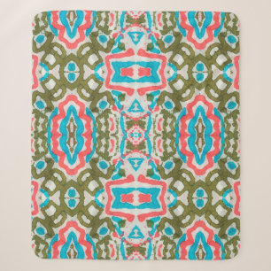 Cobertor Sherpa Padrão de Abstrato de Étnica Ikat. Shaman Patter