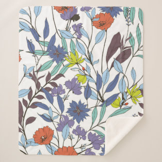 Cobertor Sherpa padrão de abstrato elegância com fundo floral. 
