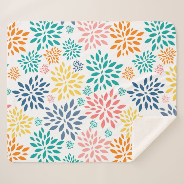 Cobertor Sherpa Padrão de abstrato flores coloridas (Frente (Horizontal))