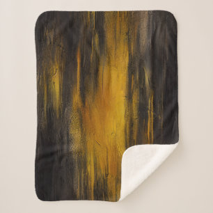 Cobertor Sherpa Padrão de Abstrato preto e Dourado