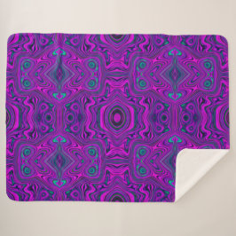 Cobertor Sherpa Padrão de Abstrato preto e magenta retrô do trique