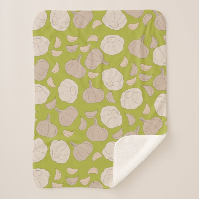 Cobertor Sherpa Padrão De Alho - Luvas E Lâmpadas De Alho (Frente)