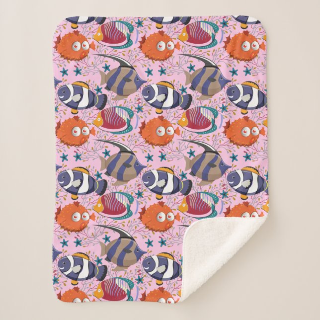 Cobertor Sherpa Padrão de animais aquáticos | vida submarina do oc (Frente)