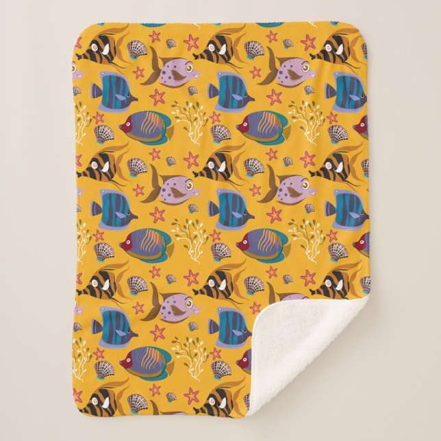 Cobertor Sherpa Padrão de animais aquáticos | vida submarina do oc (Frente)