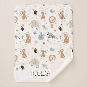 Cobertor Sherpa Padrão de Animais da Floresta Tropical Selva