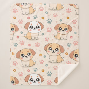 Cobertor Sherpa Padrão de aquarela de corações de cachorrinho fofo