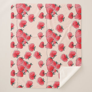 Cobertor Sherpa Padrão de Aquarelas Vintage Freehand Strawberry