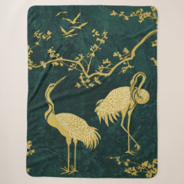 Cobertor Sherpa Padrão de arte de grous elegantes | Pássaros grous