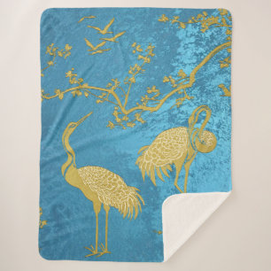 Cobertor Sherpa Padrão de arte de grous elegantes Pássaros grous