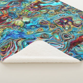 Cobertor Sherpa Padrão de Arte de Ondas Legal Retrópicas abstrato