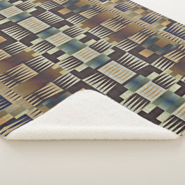 Cobertor Sherpa Padrão de Arte Tribal de Cinza Azul Teal Tan Taupe