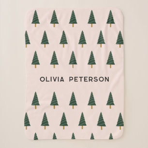 Cobertor Sherpa Padrão de Árvore de Natal Personalizada e Bonito,