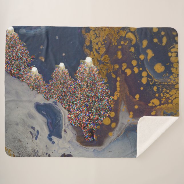 Cobertor Sherpa Padrão de Árvores de Natal (Frente (Horizontal))