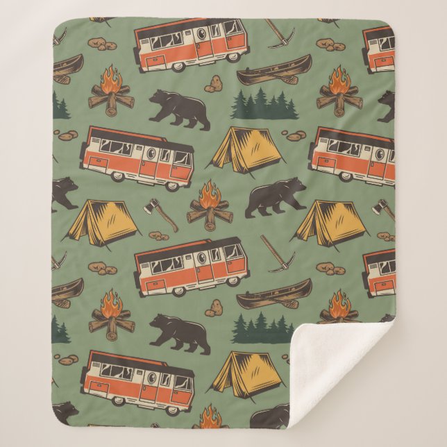Cobertor Sherpa Padrão de Aventuras de Camp Motodoméstico (Frente)