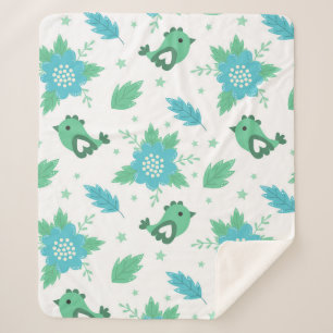 Cobertor Sherpa Padrão de Aves de Flores