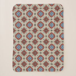 Cobertor Sherpa Padrão de Azulejo Mediterrâneo Retrô em Vermelho,