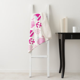 Cobertor Sherpa Padrão De Baleias, Baleias Cutas, Baleias Rosa
