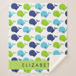 Cobertor Sherpa Padrão De Baleias, Baleias Cutas, Seu Nome