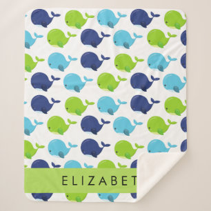 Cobertor Sherpa Padrão De Baleias, Baleias Cutas, Seu Nome