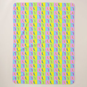 Cobertor Sherpa Padrão de Banana Colorida no Estilo de Arte Pop