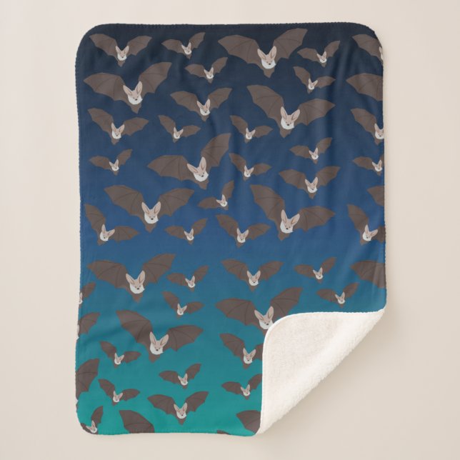 Cobertor Sherpa Padrão de Bat de Spooky Bonito (Frente)