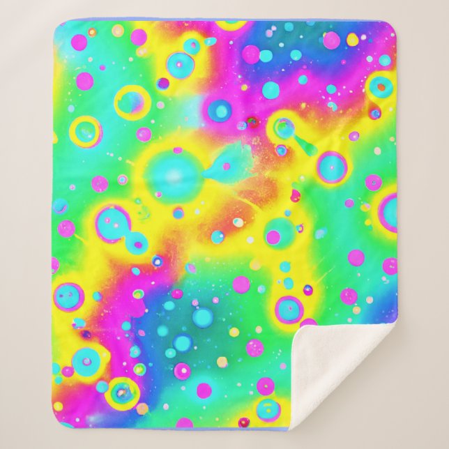 Cobertor Sherpa Padrão de Blaze de Neon Vibrante (Frente)