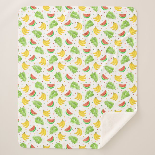 Cobertor Sherpa Padrão de Bolinhas de Fruta tropical (Frente)