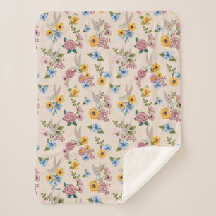 Cobertor Sherpa Padrão de bordado floral do BUGS BUNNY™