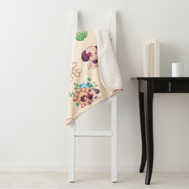 Cobertor Sherpa Padrão de Cachorro Adorável (In Situ)