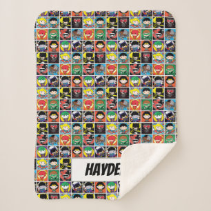 Cobertor Sherpa Padrão de Caractere da Liga da Justiça Chibi
