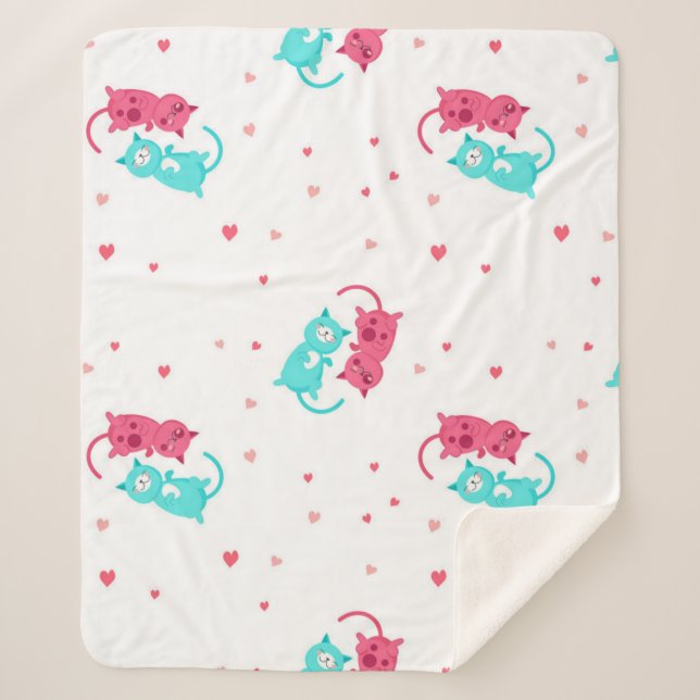 Cobertor Sherpa Padrão de Cat (Frente)